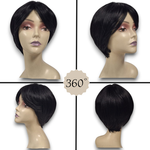 Pelucas Para Mujer Pelo Corto Natural Corte Pixie Color 1b Tamaño De La Base M