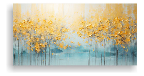 80x40cm Lienzo Acuarela Belleza A Painting In Yellow And Gol