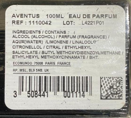 Perfume Creed Aventus Eau De Pafum para hombre, 100 ml