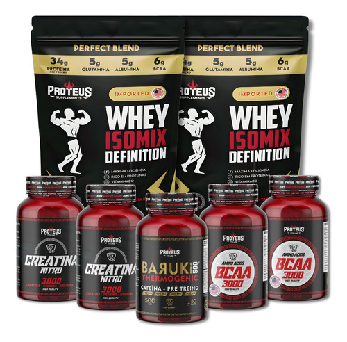 Whey Protein Sache 2kg + Creatina + Bcaa + Tremogenico Sabor Baunilha