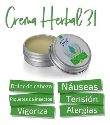 Crema Herbal Óleo 31 Swiss Just 10g Activa Energiza