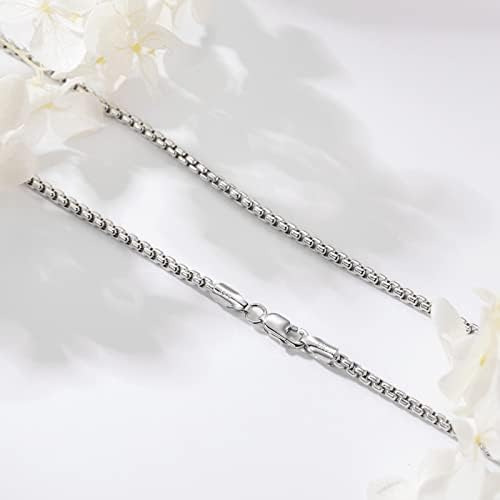 Kxj Collar De Cadena De Caja Redonda De Plata De Ley 925 Mac