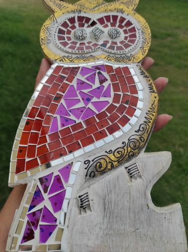 Imagen 3 de 5 de Cuadro Búho Mosaiquismo Pared 30x14cm