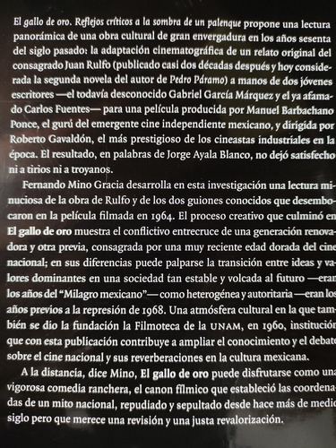 El Gallo De Oro. Fernando Mino Gracia. Ed. Unam