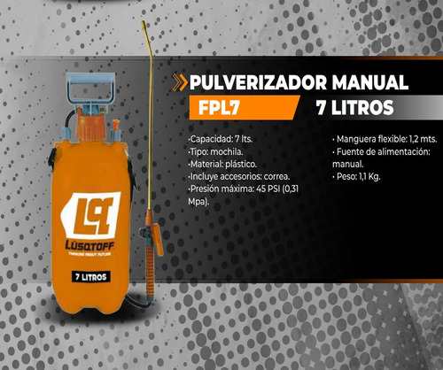 Pulverizador Fumigador Manual 7 Lts Lusqtoff Pico Bronce