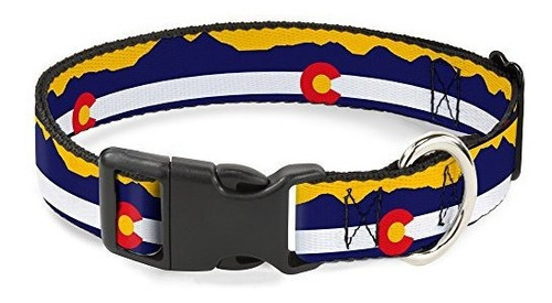 Buckle-down Plastic Clip Collar - Colorado Flag-mountain Sil