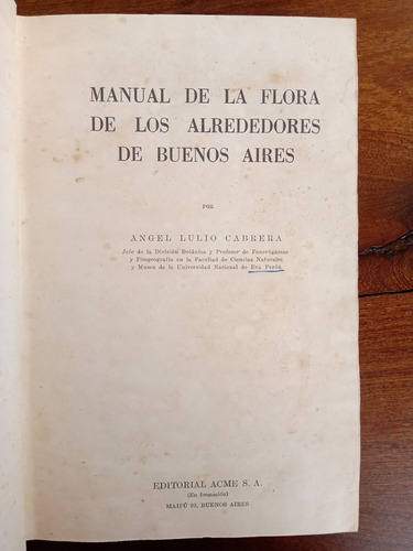 Imagen 1 de 5 de Manual De Flora De Los Alrededores De Buenos Aires - Cabrera