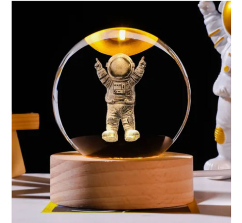 Esfera 3d Lampara De Cristal Led Luz De Noche Regalo Adorno Cristal Saturno