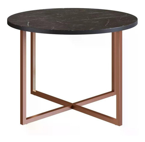 Mesa de café redonda mediana Volpi Marquina con base de cobre, color artístico negro