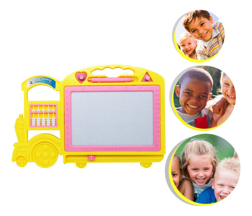 Imagem 4 de 7 de Quadro Magico Infantil Caneta E Carimbo Trem Lousa Amarelo