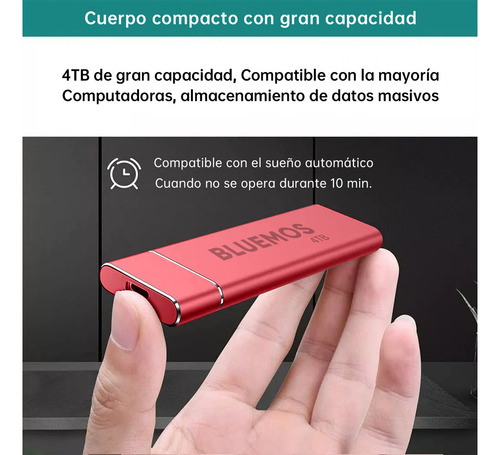 Disco Duro 4 Tb Portátil Externo Ultra Alta Velocidad Ssd M Color Rojo Cable Usb Incluido Disco Duro Portatil Disco Duro Ssd