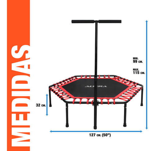 Trampolín Fitness Profesional Ejercicios Hexagonal 130 Cm