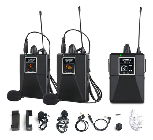 A Micrófono Inalámbrico Uhf 2 Bodypack Solapa Audífonos