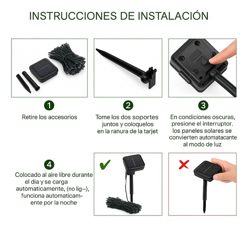 Luz 100 Led Carga Panel Solar 10mt Para Exterior Blanco/frio Cálido