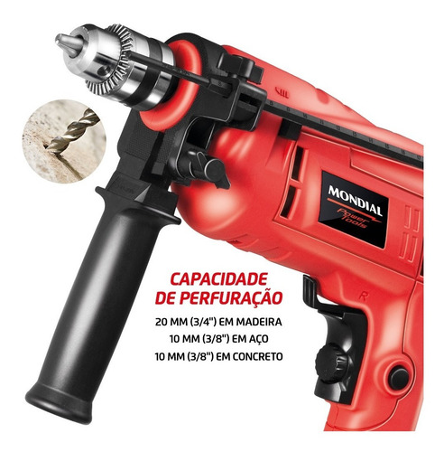 Imagem 5 de 7 de Furadeira De Impacto Mondial Power Tools 650w Nffi-07 Loi