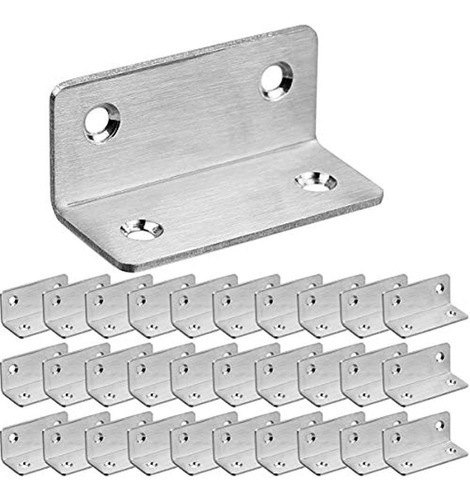 30 Pcs Sliver Corner Brace, Acero Inoxidable 60mm X 25mm X 2