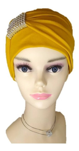 Turbante Gorro Con Banda Dama Oncológico Quimio Algodón Color Mostaza