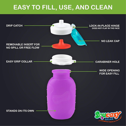 Bolsa De Silicona Reutilizable Squeasy Snacker 6 Oz Púrpura