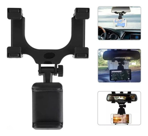 Soporte De Celular Adaptable Al Retrovisor Negro