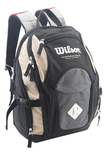 Mochila Urbana Deportiva Wilson / Tomica Multishop Color Negro Y Marrón Diseño De La Tela Liso