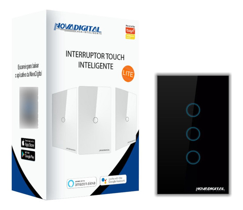 Interruptor Touch Wi-fi 03 Botões Lite-s Novadigital Tuya