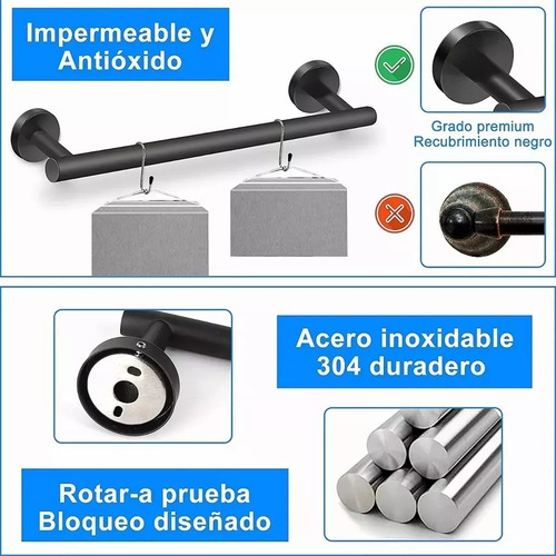 Juego De Accesorios Para Baño De Acero Inoxidable 304 Set De 11 Piezas Con Toalleros, Portarrollos, Ganchos, Jabonera, Estante Y Más Diseño Moderno Y Resistente Para Decorar Y Organizar Tu Baño
