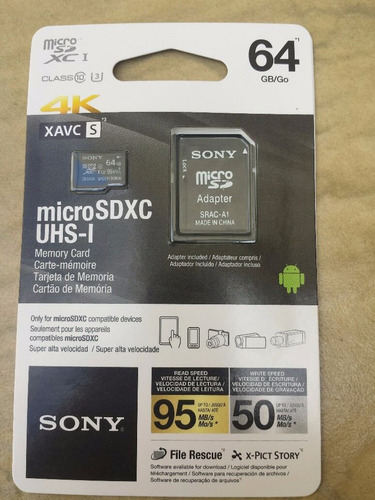 Micro Sd Sony 64gb, C10 U3 4k, Gopro Hero 4k, Black