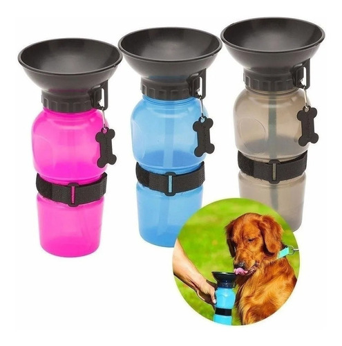 Bebedero Botella Agua Mascota Taza Hidratación Paseo 500ml