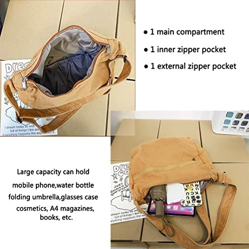 Goqufoy Bolso De Lona Para Mujer Con Bolsillos Con Cremaller