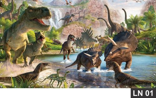 Imagem 1 de 1 de Painel Festa Aniversário Dinossauros 2,00x1,00m Lona Banner