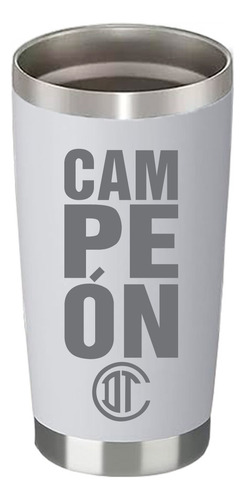 Vaso Termico 20oz Grabado Toluca Fc Acero Inox Doble Pared Blanco Toluca Fc