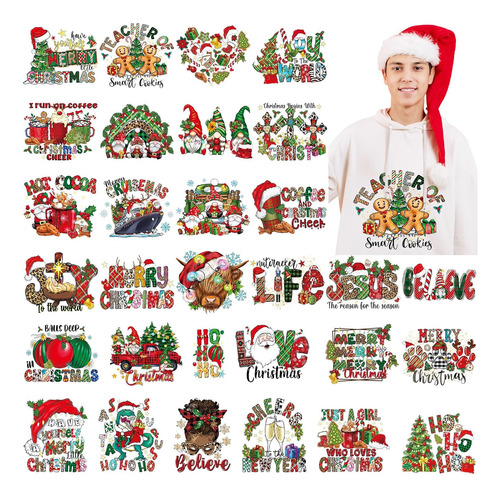 100 Piezas De Transferencias De Hierro De Feliz Navidad...