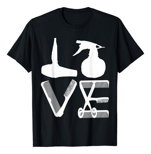 Peluquero Love Hair Dryer Tijeras Barber Hair Brush Camiseta