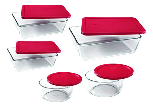 Set Juego 5 Fuentes Vidrio Tapa Pyrex Horno Simply Store