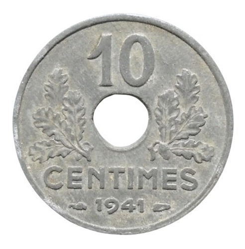 Francia 10 Centimes 1941 Zinc Publicación B  2ts#8