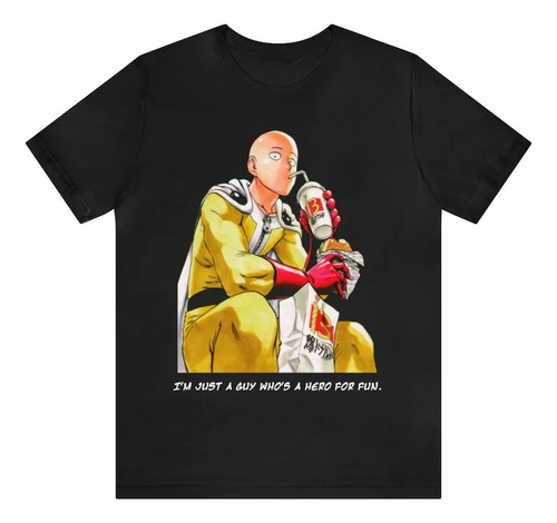 Camiseta Saitama Comiendo, Playera One Punch Hamburguesa