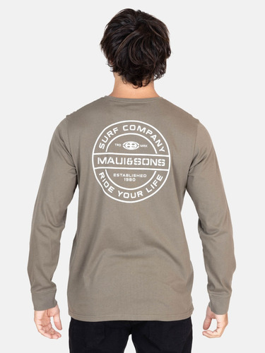 Polera Ml Ride Your Life Olivo Hombre Maui And Sons