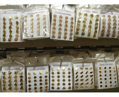 12 Aretes Topos Topitos En Acero Inoxidable Zarcillo