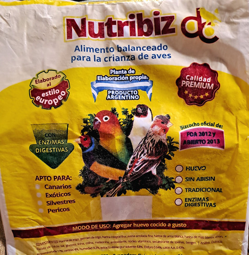 Alimento Bizcocho Nutribiz Fraccionado Pajaro Perico X 3 Kg Bizcocho