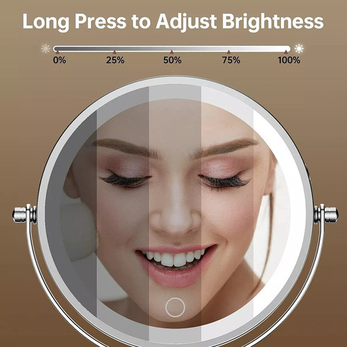 Wf/ Espelho Maquiagem Led Recarregável Com Ampliação 1x/10x