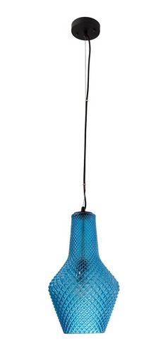 Imagen 2 de 7 de Lámpara Colgante Azul Turquesa Vidrio E27 40w 1 Luz