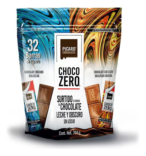 Choco Zero Sin Azúcar 32 Pz Chocolate Picard 704g