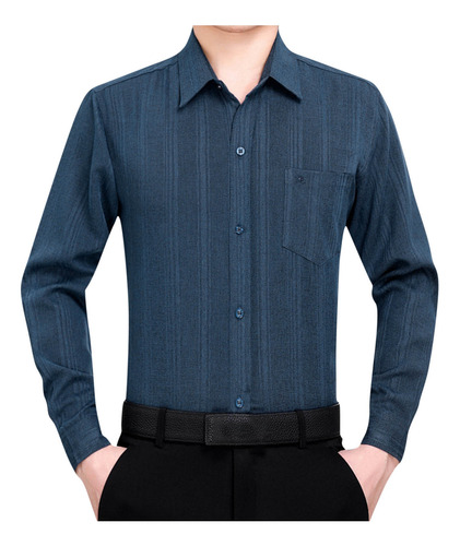 Camisa Casual Con Cuello Abatible Y Bolsillo Con Botones Par