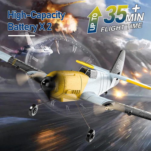 Avión Rc Bf-109 Rtf 3 Canales 6 Ejes 2 Baterías Fácil De Vol Color