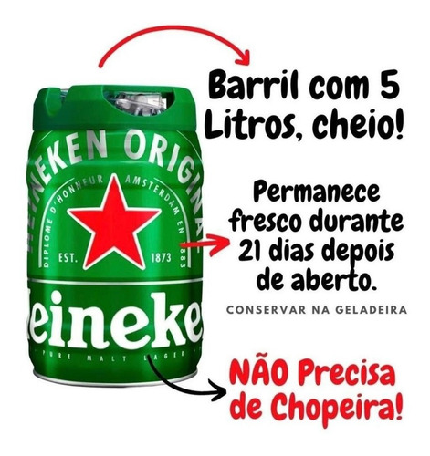 Chopp Barril Heineken 5 Litros Oferta Black Friday