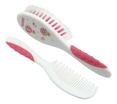 Kit Escova + Pente Infantil Kuka Soft Cor Rosa