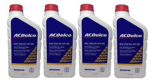 Kit 4l Óleo Sintético Sae Ow20 Api Sn Onix Prisma Acdelco