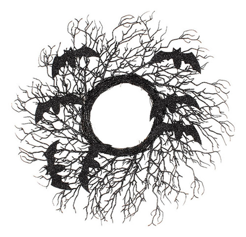 Corona Negra De Halloween Con Murciélagos For Decoración De