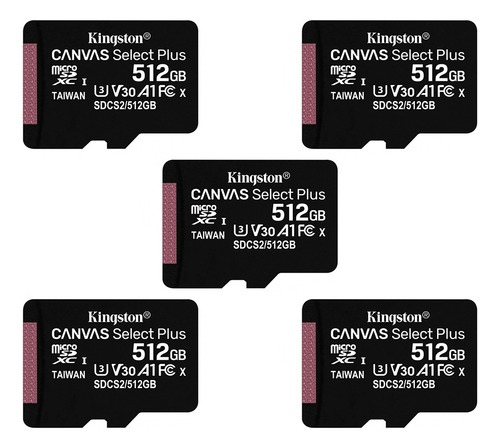 Pack 5 Memorias Micro Sd Kingston Canvas Select Plus 512gb