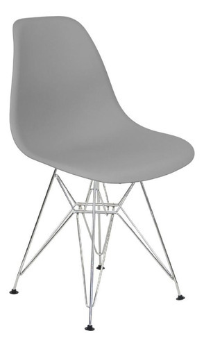 Cadeira Charles Eames Eiffel Base Metal Cromado Cinza